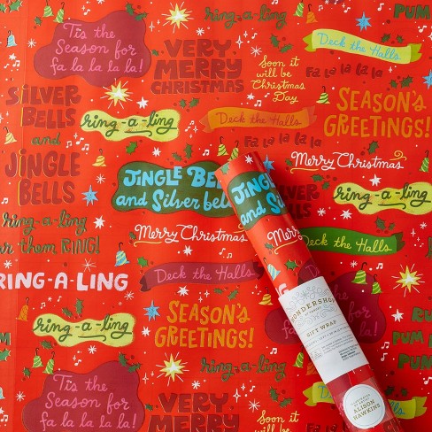 25 Sq Ft Alison Hawkins Christmas Text Gift Wrap Wondershop Target