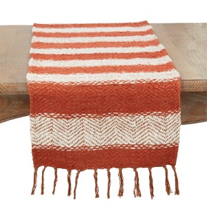 Saro Lifestyle Country Charm Plaid Table Runner, Orange, 16"x72" - 1 of 3