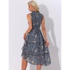 INSPIRE CHIC Women's Sleeveless Floral Ruffles Crew Neck Chiffon Smocked Sundresses - 3 of 4