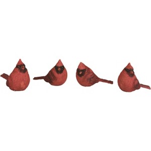 Transpac Mini Resin Cardinal Figurine Set of 4 Decorative Bird Figurines for Christmas Indoor Use Tabletop Decoration Gift Giving and Hostess Gifts - 1 of 2