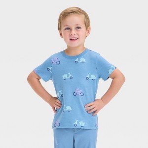 Toddler Boys' Short Sleeve Bike T-Shirt - Cat & Jack™ Slate Blue - 1 of 3
