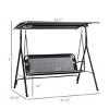 Syemin Patio Chair with Canopy, Seats 2 Adults Loveseat Bench with Adjustable Tilt Canopy, Armrests for Backyard, Garden, Black, 67.75"*43.25"*61" - 3 of 4