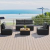Costway 5 Piece Outdoor Furniture Set with Seat & Back Cushions Acacia Wood Tabletop Blue/Black - 4 of 4