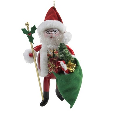 Italian Ornaments 6.5" Elegant Santa W/ Green Sack Ornament Italian Christmas  -  Tree Ornaments