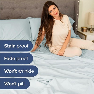 Ice Blue Queen Deep Pocket Microfiber Sheet Set