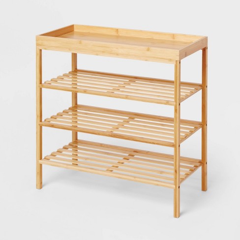 2-Tier Bamboo Stackable Shoe Shelf