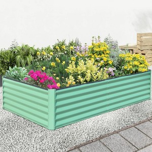 NAYSAYE Galvanized Raised Garden Bed Large Outdoor Metal Planter Box for Vegetables Fruits and Flowers, Green, 94.49"*47.25"*17.72" - 1 of 4