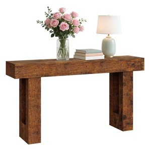 63" Narrow Console Table with Storage & Open Shelves, Minimalist Vintage Sofa Table for Hallway, Living Room, Foyer, Bedroom - 1 of 4