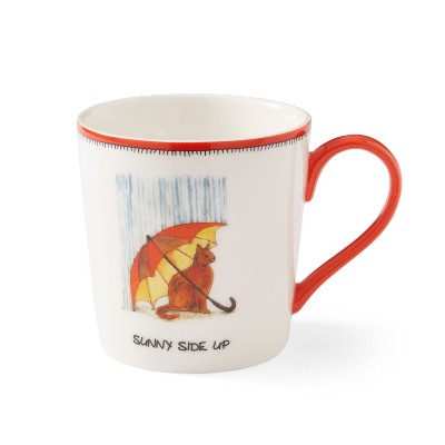 Kit Kemp by Spode 12oz Doodle Mug, Sunny Side Up- Unique Doodle Pattern, Fine China, Dishwasher Safe, For Coffee and Tea, Ideal Celebration Gift