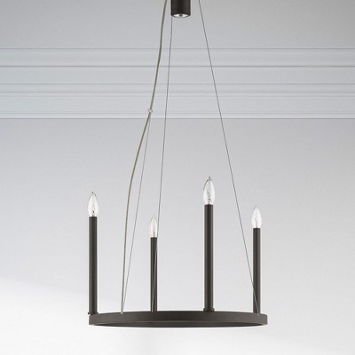 Bronze 5-Light Candle Chandelier with Steel Frame