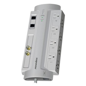 Panamax® 1,125-Joules Surge Protector, 8 AC Outlets plus RJ11 and F-Female Coax, 6-Ft. Cord with Angled Plug, SP8-AV in White - 1 of 4