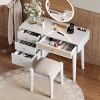 39" Dressing Table with Stool Makeup Vanity Set, Wood Vanity Desk with 4 Drawers, Storage Space-Maison Boucle - 2 of 4