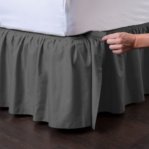 Grey bed outlet skirt queen size