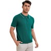 INSPIRE CHIC Men's Formal Solid Color Short Sleeved Zipper Slim Fit Classic Knit Polo Shirts - 2 of 4