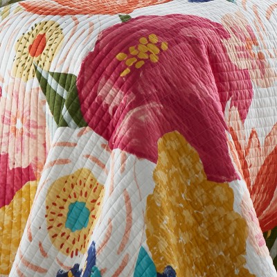 Grandiflora Multicolor Cotton Twin Quilt and Sham Set
