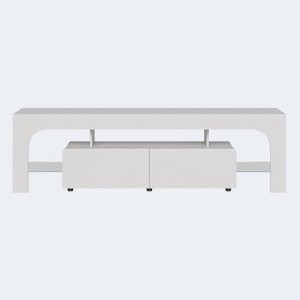 Modern 63-inch TV Stand - Remote Control with 16 Colors, Large Storage with 2 Drawers and Tempered Glass Shelves, Fits TVs Up to 70 inches - 1 of 4