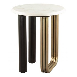 Side Table 24" H – Multicolor, Marble Round Top & Powder-Coated Iron Base by Zuo Modern - 1 of 3
