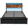 Furnulem Full Size Bed Frame with Headboard Storage Platform Bed Frame Full Size Charging Station and LED Lights - 3 of 4