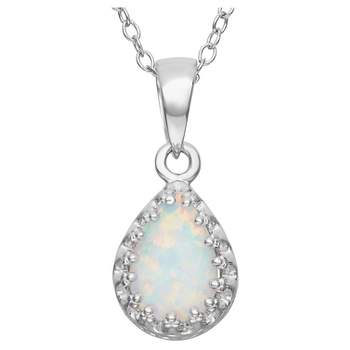 Pear-Cut Opal Crown Pendant in Sterling Silver