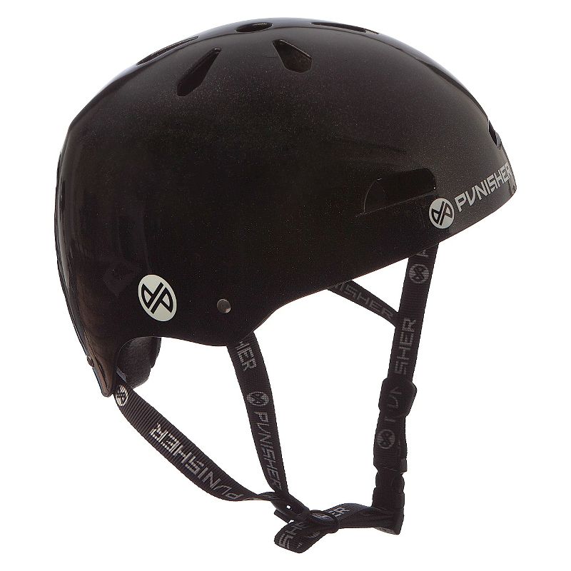 Punisher Skateboards Metallic Black Skateboard Helmet, 1 of 7