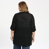 Women's Plus Size Open Front Hollow Out Crochet Knit 3/4 Sleeve Side Slits Lightweight Cardigans - GRACE & GRANDEUR - 3 of 4