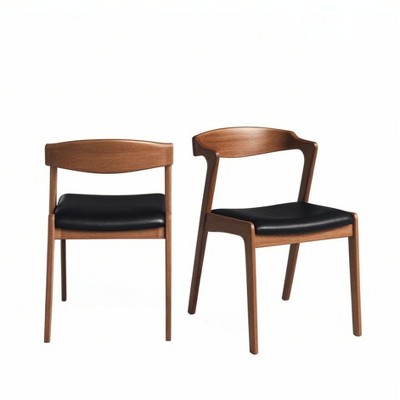 Christopher Knight Home Sam Solid Wood Faux Leather Upholstered Dining Chair (Set of 2)