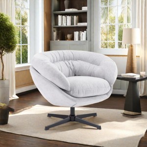 360°Swivel Chenille Accent Chair,Accent Chairs With Arms,Accent Chair With Faux Leather And Black Metal Base Frame -Maison Boucle‎ - 1 of 4