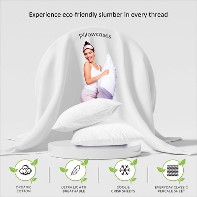 Navy Organic Cotton Percale Standard Pillowcase Set