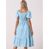 INSPIRE CHIC Women's Floral Sweetheart Neck Puff Short Sleeve A-Line Midi Dress - 4 of 4