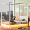Bellemave Twin Size Wood LED Canopy Bed, Canopy Platform bed With Support Slats, No Box Spring Needed, White - 3 of 3
