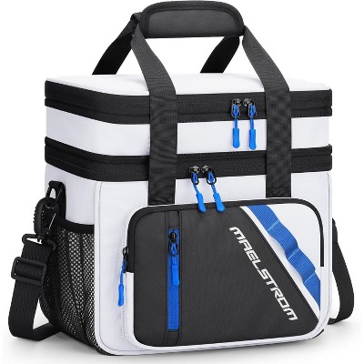 20L Insulated Lunch Bag for Men Women, Expandable Double Deck Leakproof Cooler Bag with 6 Pockets, Reusable Lunch Tote Bag for Work, Picnic, School