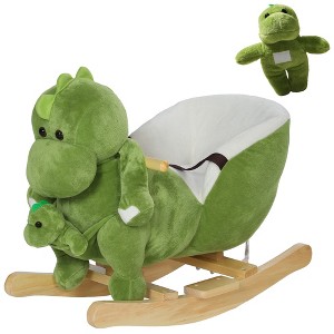 Qaba Baby Rocking Horse, Toddler Plush Dinosaur Animal Rocker with Seat Belt, 32 Songs, Hand Puppet, Rocking Chair for 18-36 Months, Green - 1 of 4