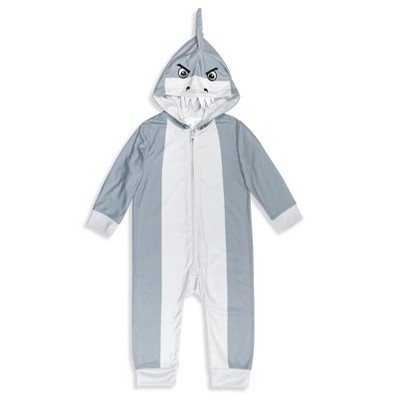 Dreamwave Shark Little Boys Cosplay Zip-Up Hooded Pajama Coveralls Grey 