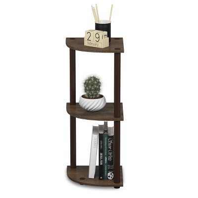 Walnut Brown 3-Tier Corner Ladder Bookcase