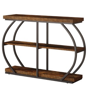 Gulches Industrial Console Table, 3-Tier Storage, Arched Metal Frame, Rustic Brown, 41.3" - 1 of 4