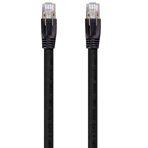 Cat8 Ethernet Patch Cable S/FTP 22AWG Double Shielded | 40Gbps | 3 M - Black