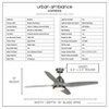 Urban Ambiance Luxury Urban Loft Ceiling Fan 16''H x 56''W,  Aged Nickel Finish,  Bunbury Collection, UHP9330 - 3 of 4
