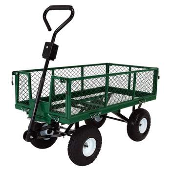 Sunnydaze Outdoor Lawn and Garden Heavy-Duty Durable Steel Mesh Utility Dump Wagon Cart with Removable Sides