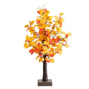 Nearly Natural 21-in Pre-Lit Bright Autumn Eucalyptus Artificial Fall Tree with 50 Warm White LED Lights and Detachable Base - 1 of 1