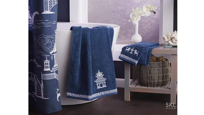 Shibori Stripe Jacquard Bath Towel Navy - SKL Home, 2 of 5, play video