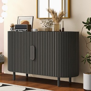 Storage Sideboard U-Shaped Curved Design Light Luxury Sideboard With Adjustable Shelves & 4 Doors, 220lbs Load Capacity - 1 of 4