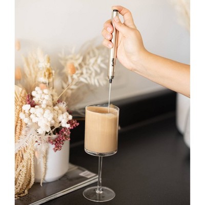 Stainless Steel Handheld Milk Frother with Stand, Light Silver
