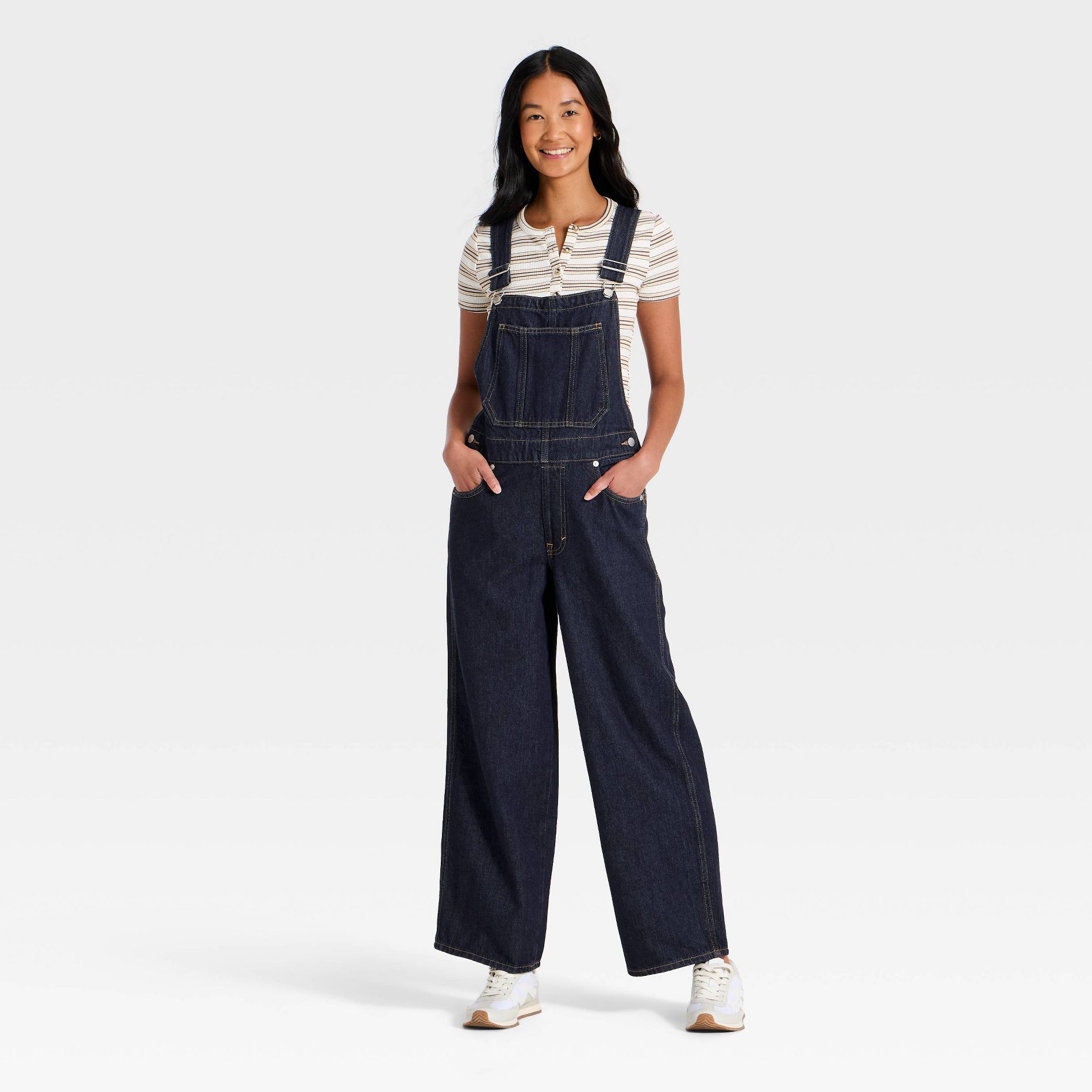 Women's Relaxed Denim Overalls- Universal Thread™ Dark Wash