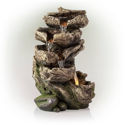 Alpine 11" Rainforest Five Tier Cascading Fountain with LED Light Gray