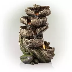11" Rainforest Five Tier Cascading Fountain with LED Light Gray - Alpine Corporation