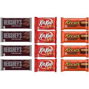 Hershey's 12/24 Pack Kit Kat, Reese's Peanut Butter Cup, Hershey's Milk Chocolate Full Size Individually Wrapped Candy Bars Bulk Assortment - 1 of 4