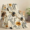 Lomsoe Bee and Wildflower Themed Flannel Blanket - All Seasons Soft and Warm Throw Blanket for Napping, Camping, Travel, Office, Home Decor - 3 of 4