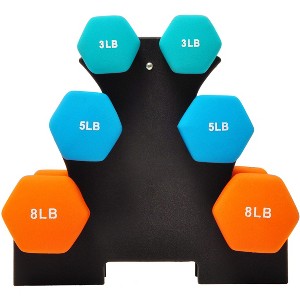 Gulches Colored Neoprene Dumbbell Set with Rack, Multiple Weight Options - 1 of 2