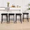 VECELO 24" Counter Height Bar Stools Set of 2/4/6, PU Leather Upholstered Barstools with Metal Frame, Backless Dining Chairs for Kitchen Island, Black - 3 of 4
