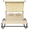 vidaXL Double Sun Lounger with Canopy Textilene Cream - 2 of 4